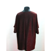 Błyszcząca wieczorowa tunika Oversize z dekoltem - czerwone wino